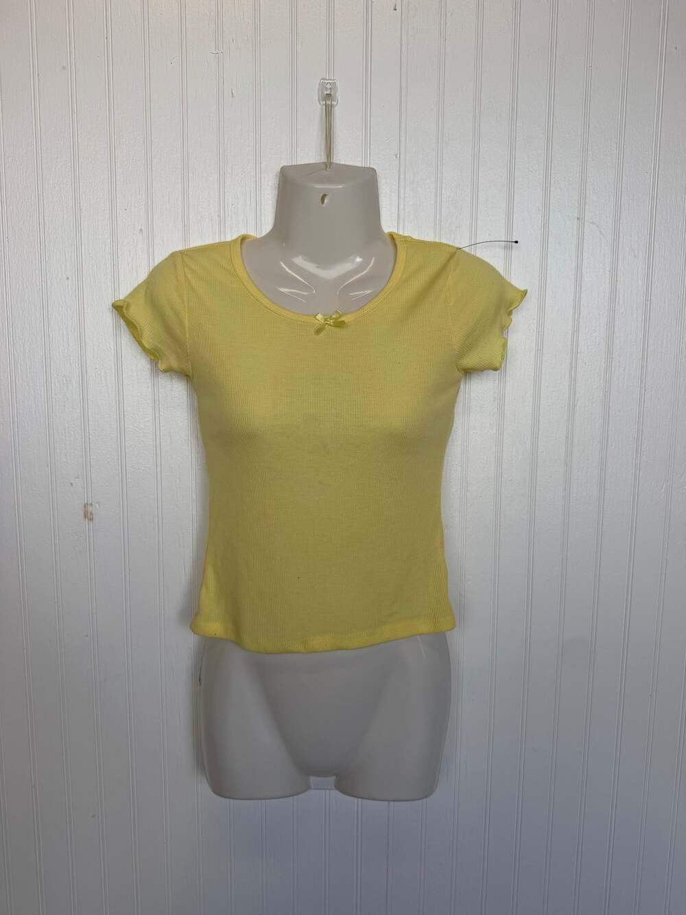 Sweet Butterfly Yellow Ribbed Bow Top Girls Medium 10-12 Fits Women XS⁠